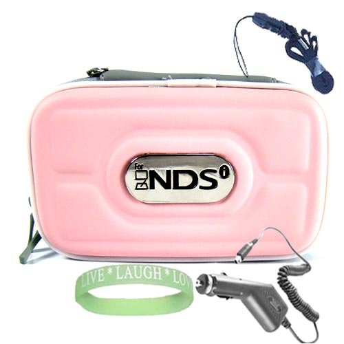 Nintendo Dsi Custom Carrying Case ( Pink ) + Nintendo Dsi Car Charger + Vangoddy Tm, Live*laugh*love Wrist Band!!! Picture