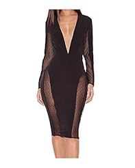 Sexy V-neck Cocktail Mesh Crepe Bandage Dress/Bodycon Dress/Club Dress/Prom Dress/Party Dress 