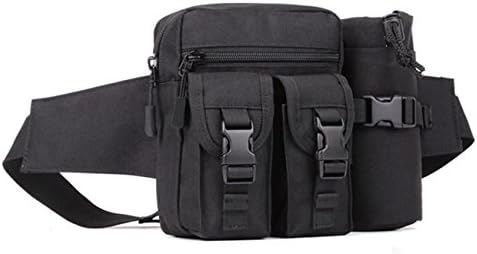 Singco Tatical Waist Bag with Bottle Holder Sports Bag for Running Cycling Outdoor Activities (Black)