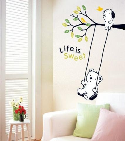 TREE & PUPPY DECOR MURAL ART WALL PAPER STICKER WST-21