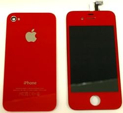 Iphone 4 Red Housing Front Digitizer+lcd + Back Cover Assembly+ Home Button