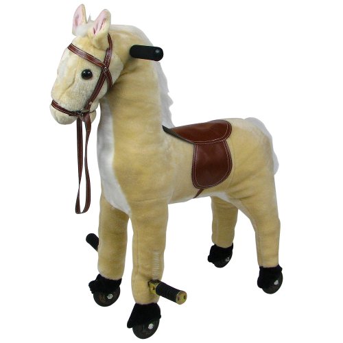 HAPPY TRAILST Plush Walking Horse with Wheels and Foot Rest