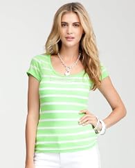 bebe Logo Mesh Stripe Tee
