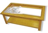 Glass Top Coffee Table - Solid Oak, Fully Assembled - Dog Art Etching