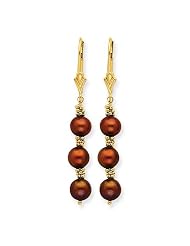 14k Chocolate Cultured Pearl and Bead Earrings