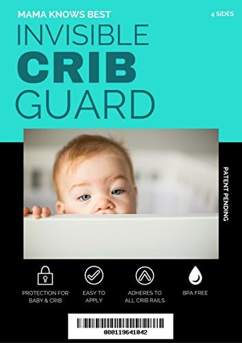 Mama Knows Best Crib Teething Guard - Invisible Permanent &amp; Easy to Apply (4 Sides, 2 Long + 2 Short)