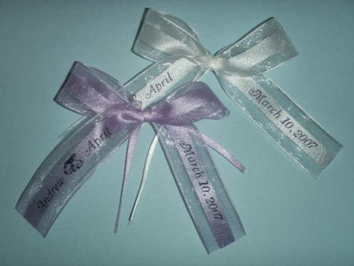 50 Personalized Ribbon Organza and Satin Wedding Party 