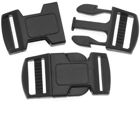 Paracord / Parachute Cord Black Plastic Buckles 25mm / 1 Inch (2 Sets) by Pepperell Crafts