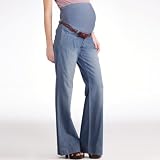 Wide-leg high waist stretch cotton denim maternity jeans