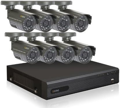 Q-See QT228-8B5-5 8-Channel CIF/D1 Security Surveillance DVR System with 500GB Hard Drive and 8 Weatherproof Color Cameras (Gray)