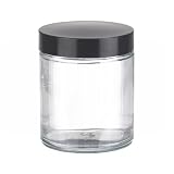 Wheaton W216913 Clear Glass 4oz Straight Sided Jar, with 58-400 Black Phenolic Rubber Lined Screw Cap (Case of 24)