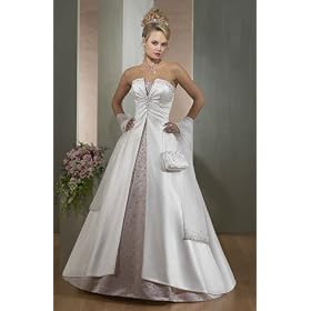 Beaded Strapless White Satin Dress Wedding Gown