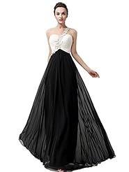 Chiffon One Shoulder Empire   Waistline Lace Evening Dress 