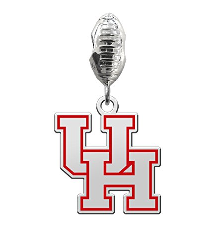 Houston Cougars Silver Football Color Dangle Fits All European Style Charm Bracelets