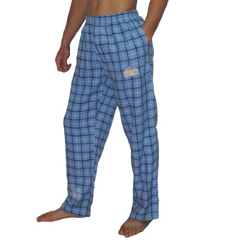 Mens NBA Denver Nuggets Plaid Cotton Thermal Sleepwear / Pajama Pants - Blue & Black (Size: M)