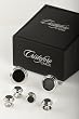 Cufflinks and Studs - Double Circle Edge in Silver Trim