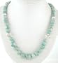 Graduated Aquamarine Gemstone and Sterling Silver Bead Necklace,, 24" Length, #7891