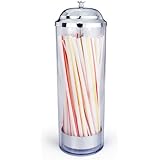 New Star Foodservice 26641 Stainless Steel Straw Dispenser Holder, 3.5 by 10.6-Inch, Clear