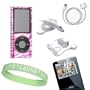 6-1 Bundle For ipod 4th generation includes Brand New: Pink Zebra Shield Protector Case + Home/travle Charger + Car Charger + USB Data Sync Cable + Screen Protector + Live*Laugh*Love Wrist Band!!!