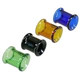 Amber Color Handmade Glass Double Flare Tunnel Plugs - 0G (8mm) - Sold as a Pair