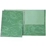 Green Swirl Duotang 9x12 Paper Two Pocket Folders with Clips for 3 Hole Punch - Packs of 3
