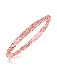 Sterling Silver Multi Strand Textured Bangle with Rose Plating