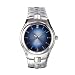 Men's Watch with Blue Dial Diamond Face - Silver