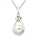 XPY Sterling Silver and 14k Yellow Gold 8mm Freshwater Cultured Pearl and Diamond Heart Knot Pendant (0.01cttw, I-J Color, I3 Clarity), 18