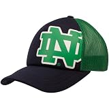 NCAA adidas Notre Dame Fighting Irish Navy Blue-Green Three Stripe Adjustable Trucker Hat