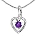 14k White Gold Round Amethyst And Diamond Heart title=