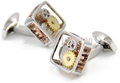 SuperbMatch Cufflinks For Men Or Women Designs Silver Square Framed Steampunk Gear Watch Mechanism Cufflinks business gift cufflink for men #KLJ0577