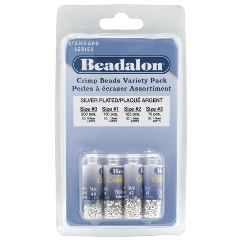 Beadalon Crimp Bead Variety Pack #0-3 Silver, 