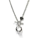 Fashion Ring Shape Pendant Necklace Silver Metal with Clear Rhinestones Ring