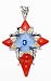 Sterling Silver Red, White, Blue Millefiori Glass Cross Pendant