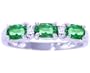 14K White Gold Petite Oval Gemstone and Diamond Ring-Emerald, size6
