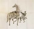 Reigning in the Horse, Chinese Stone Rubbing on Rice Paper - Vintage