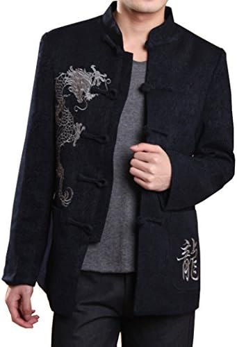 men jacket male man in the autumn embroidered dragon fashion costume black XXX-large