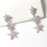 14K White Gold Diamond Star Earrings - 1.36 Ct.