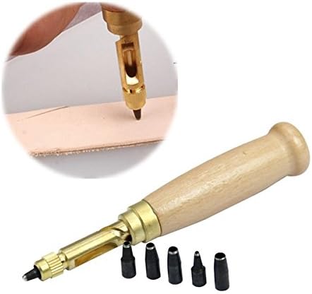 Leather Boy Automatic Hole Puch Cutter Tool Set .6 in 1 with Tip Sizes 1.5/ 2.0 /2.5 / 3.0/ 3.5/ 4.0mm.the Best DIY Leathercraft Tools for Leather/paper and Pu Leather