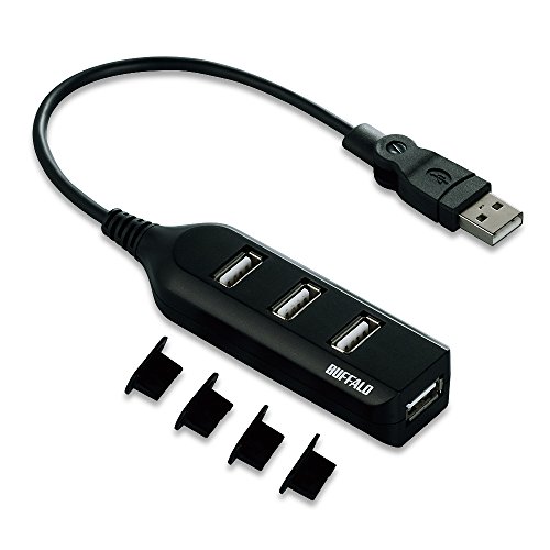 iBUFFALO USB2.0Hub バスパワー 4ポート 延長ケーブル付 ブラック 【PlayStation4,PS4 動作確認済】 BSHT4UBKの表紙