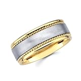 14K 2 Two Tone Gold Rope Brushed Designer Wedding Band thumbnail