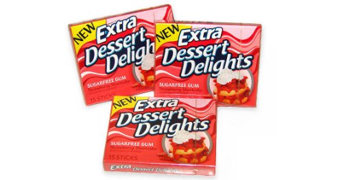 Wrigley Extra - Dessert Delights - Strawberry Shortcake, Slim, 15 stick pack, 10 count