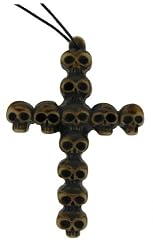 Resin Imitation Bone Pendant Cross - Adjustable Cord - 83mm x 56mm