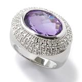 Sterling Silver Amethyst or Citrine Diamond Accent Ring