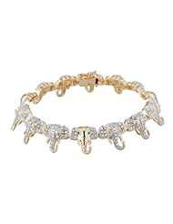 18k Gold Over Sterling Silver Emerald and Diamond Accent Elephant Bracelet