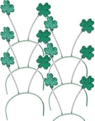 Set 6 St Patricks Day Green Shamrock Head Boppers Hats