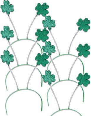 Set 6 St Patricks Day Green Shamrock Head Boppers Hats