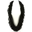 Wide Thin Knit Chain Circle Loop Eternity Scarf Black