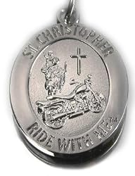 St. Christopher "Ride with Me" Motorcycle Medal--Keychain, BH010