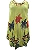 Yellow Batik Palm Tree Caftan Tank Dress Beach Coverups